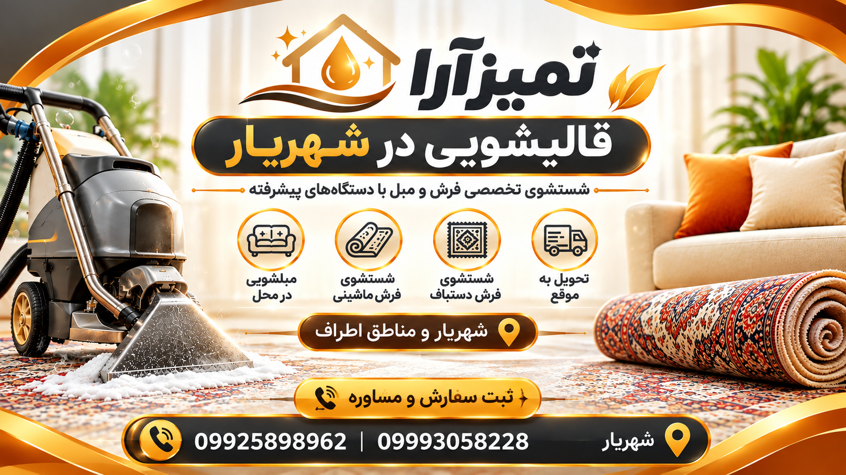 قالیشویی در شهریار و مبلشویی تمیزآرا