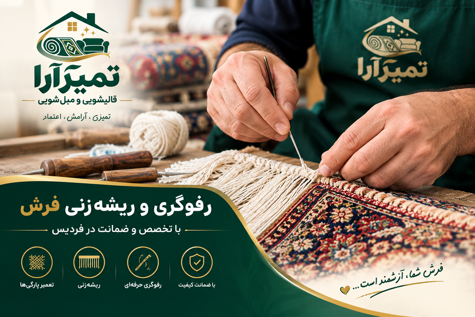 خدمات رفوگری و شیرازه‌زنی فرش