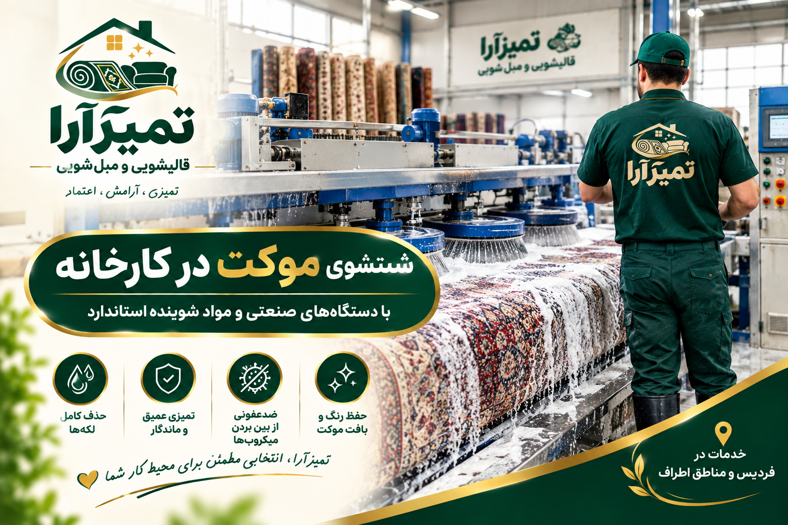 شست‌وشوی موکت برای مشتریان فردیس